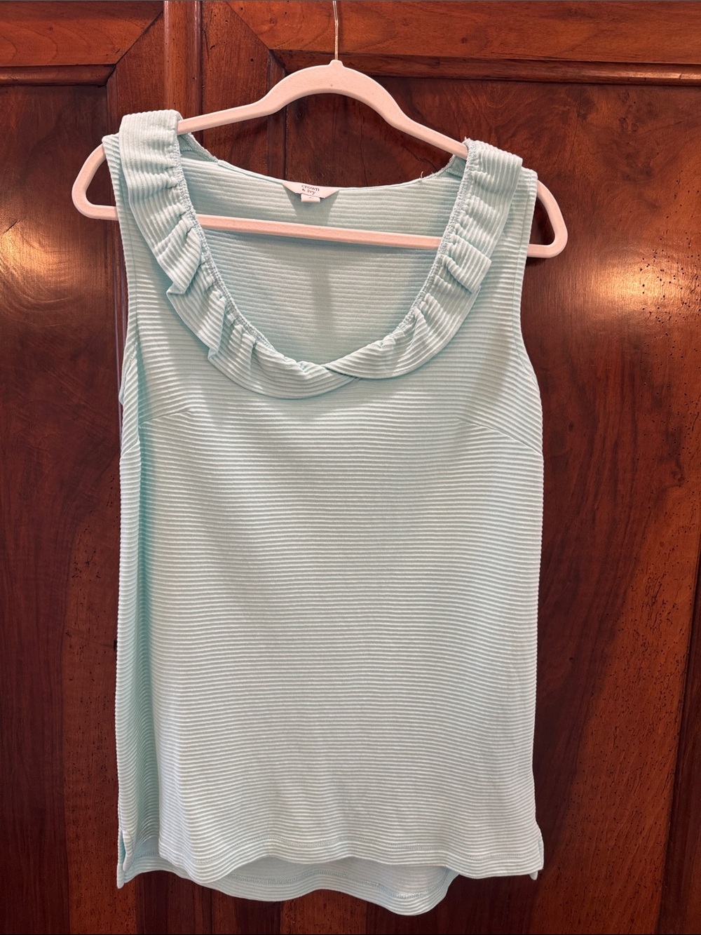 crown & ivy Light Mint Ruffled Scoop Neck Tank